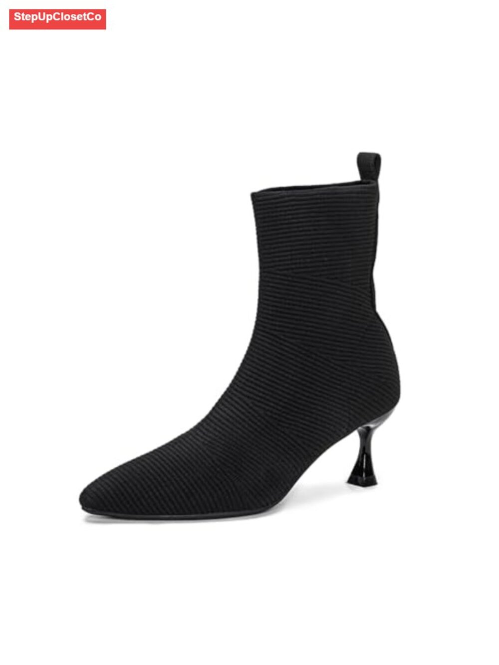 Women's Knit Ankle Booties Low Heel Slip On Sock Boots